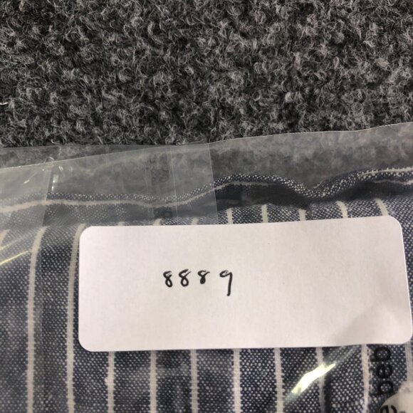 Banana Republic Shirt Mens Large Blue Button Linen Blend Stripe Band Collar - Picture 9 of 9